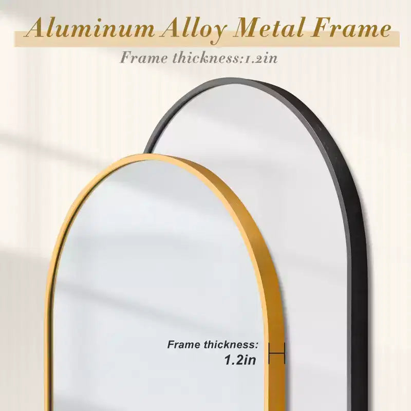 Miroir Mural PexFix avec Cadre Métallique, Angles Arrondis, pour Salle de Bain ou Décoration Murale, Lot de 2
