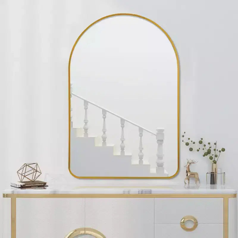 Miroir Mural PexFix avec Cadre Métallique, Angles Arrondis, pour Salle de Bain ou Décoration Murale, Lot de 2