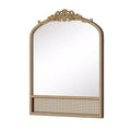PexFix Classic Carved Arch Wood Frame with Rattan Bottom Wall Mirror