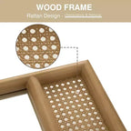 Miroir mural PexFix Classic, avec cadre en bois sculpté en arc et fond en rotin