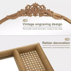 Miroir mural PexFix Classic, avec cadre en bois sculpté en arc et fond en rotin
