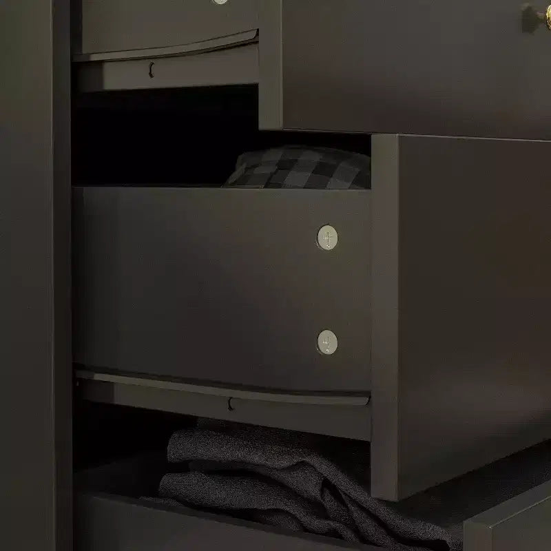 Commode horizontale Hitow à 10 tiroirs avec poignées rondes en métal, commode moderne
