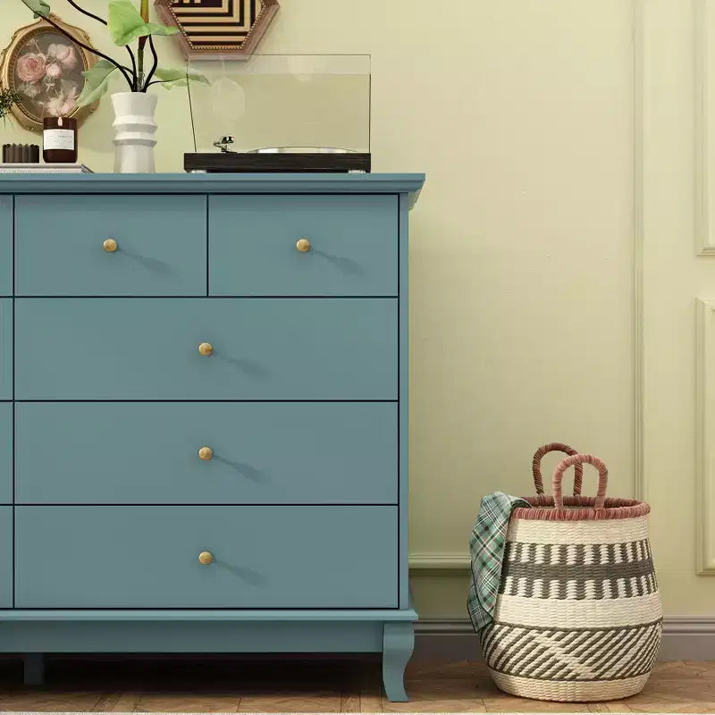 Commode horizontale Hitow à 10 tiroirs avec poignées rondes en métal, commode moderne