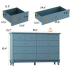 Commode horizontale Hitow à 10 tiroirs avec poignées rondes en métal, commode moderne