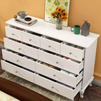 Commode horizontale Hitow à 10 tiroirs avec poignées rondes en métal, commode moderne