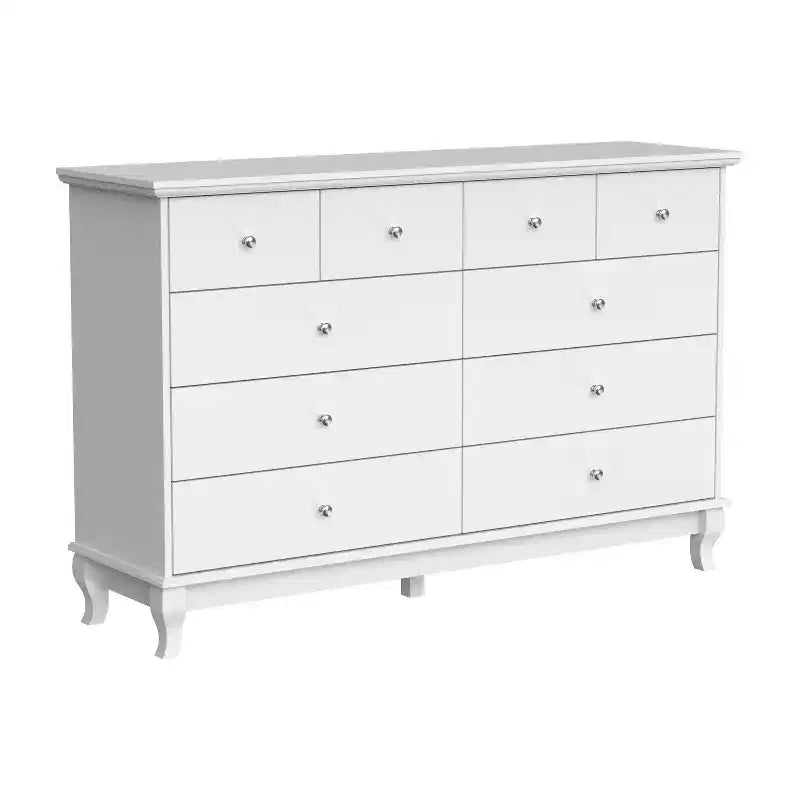 Commode horizontale Hitow à 10 tiroirs avec poignées rondes en métal, commode moderne
