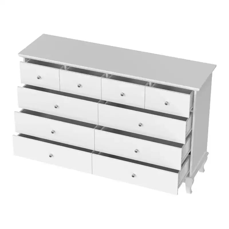 Commode horizontale Hitow à 10 tiroirs avec poignées rondes en métal, commode moderne