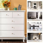 Commode horizontale Hitow à 10 tiroirs avec poignées rondes en métal, commode moderne