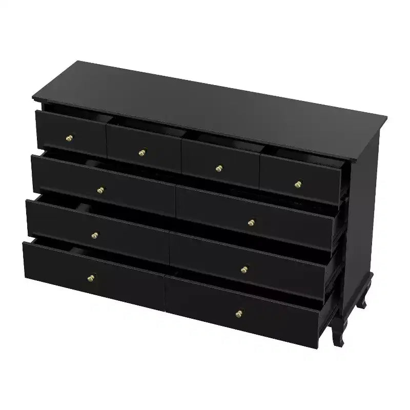 Commode horizontale Hitow à 10 tiroirs avec poignées rondes en métal, commode moderne