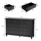 Commode horizontale Hitow à 10 tiroirs avec poignées rondes en métal, commode moderne