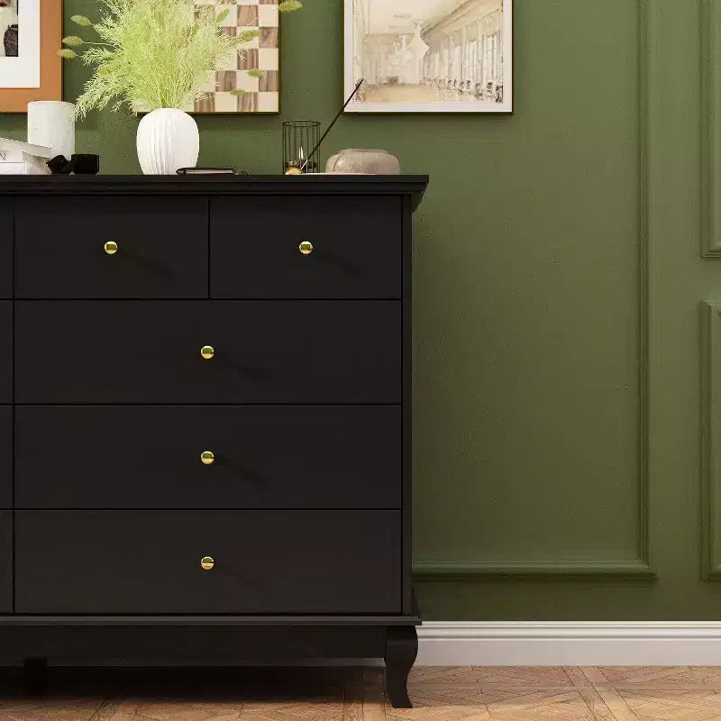 Commode horizontale Hitow à 10 tiroirs avec poignées rondes en métal, commode moderne