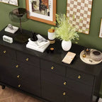 Commode horizontale Hitow à 10 tiroirs avec poignées rondes en métal, commode moderne