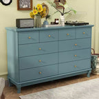 Commode horizontale Hitow à 10 tiroirs avec poignées rondes en métal, commode moderne