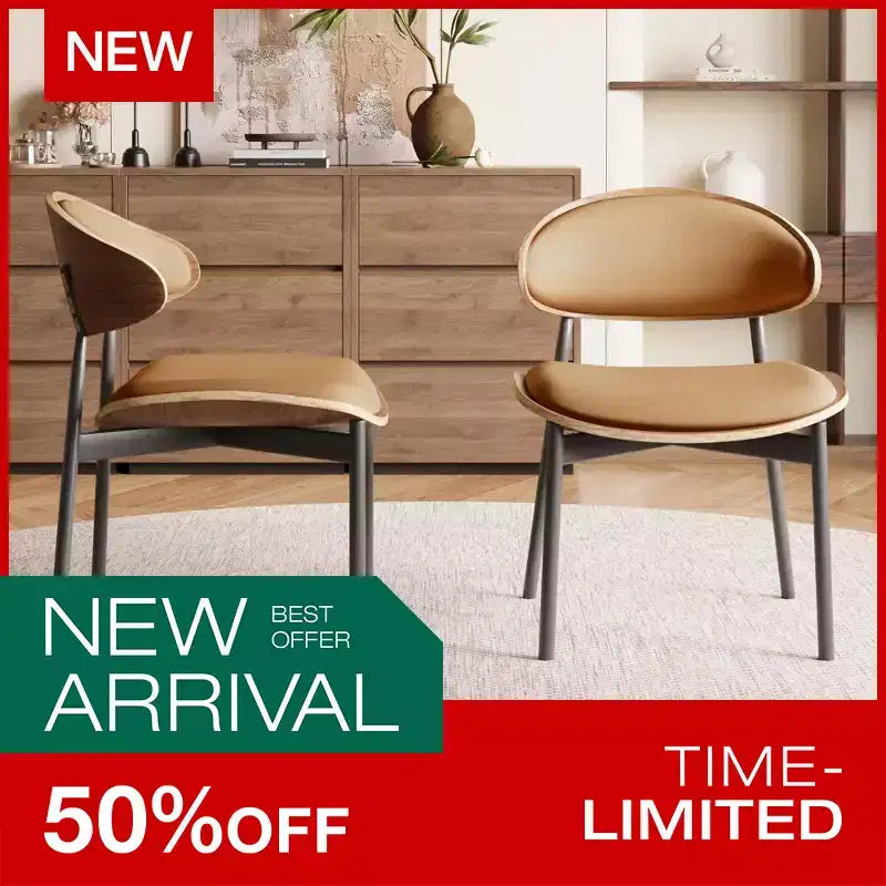 Lot de 2 chaises de salle à manger Luck Live style moderne du milieu du siècle, chaises de cuisine en similicuir