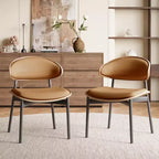 Lot de 2 chaises de salle à manger Luck Live style moderne du milieu du siècle, chaises de cuisine en similicuir