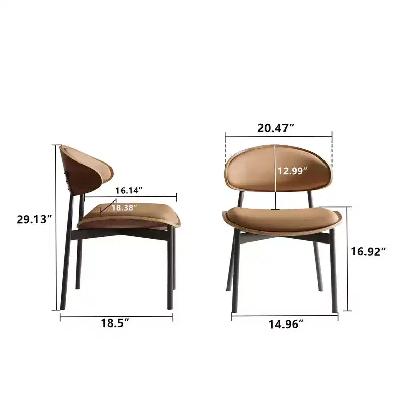 Lot de 2 chaises de salle à manger Luck Live style moderne du milieu du siècle, chaises de cuisine en similicuir