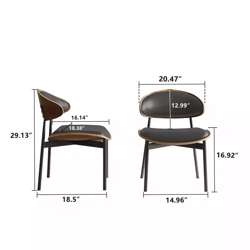 Lot de 2 chaises de salle à manger Luck Live style moderne du milieu du siècle, chaises de cuisine en similicuir