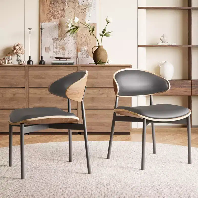 Lot de 2 chaises de salle à manger Luck Live style moderne du milieu du siècle, chaises de cuisine en similicuir