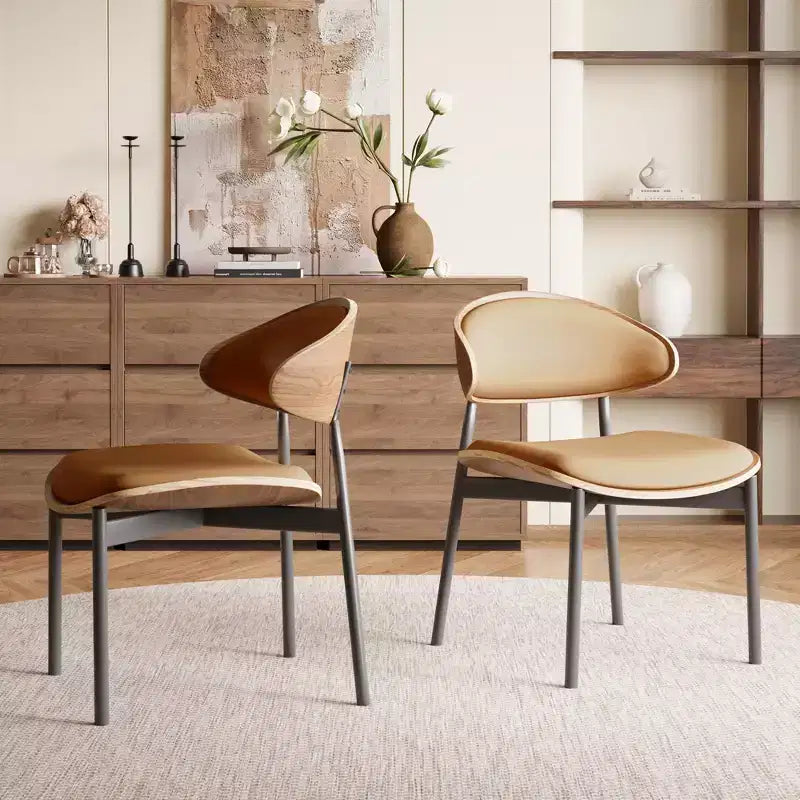Lot de 2 chaises de salle à manger Luck Live style moderne du milieu du siècle, chaises de cuisine en similicuir