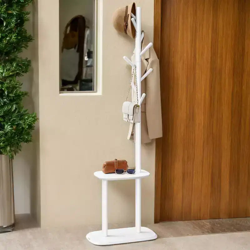 Porte-manteau moderne avec étagère de rangement : Organisateur robuste et peu encombrant pour manteaux, chapeaux et sacs
