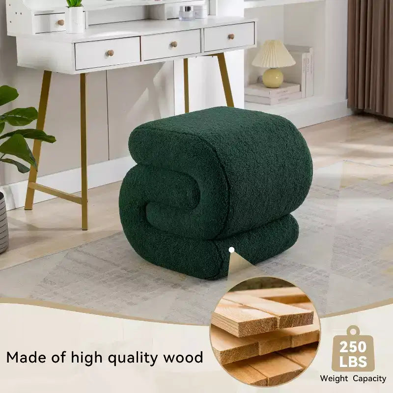 GDFStudio Mila 19.3 Ottoman/Repose-pieds Teddy en forme de S