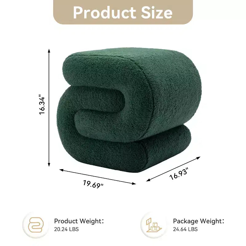 GDFStudio Mila 19.3 Ottoman/Repose-pieds Teddy en forme de S