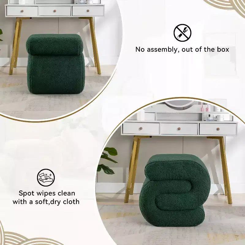 GDFStudio Mila 19.3 Ottoman/Repose-pieds Teddy en forme de S