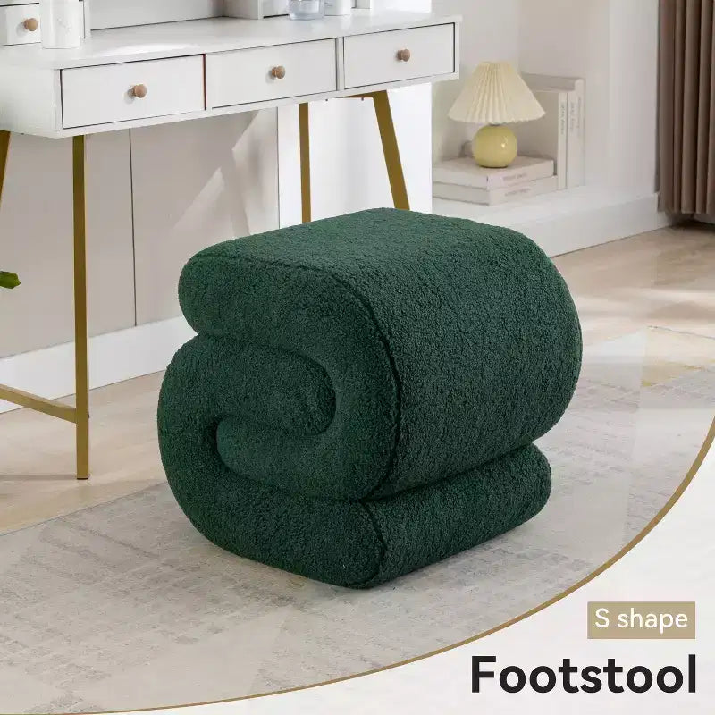 GDFStudio Mila 19.3 Ottoman/Repose-pieds Teddy en forme de S