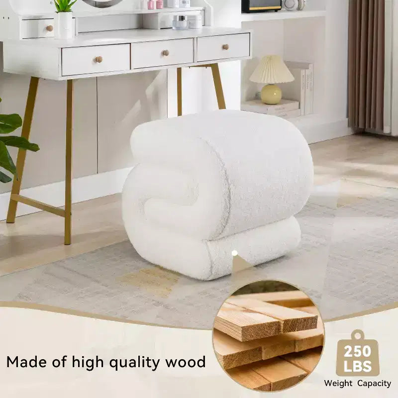 GDFStudio Mila 19.3 Ottoman/Repose-pieds Teddy en forme de S
