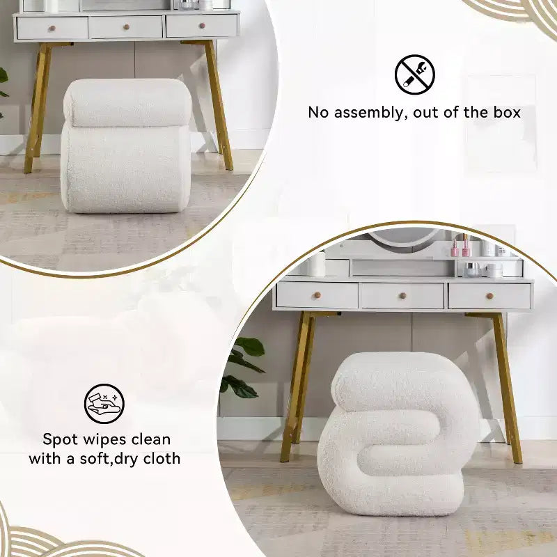 GDFStudio Mila 19.3 Ottoman/Repose-pieds Teddy en forme de S