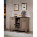 Kings Brand Almon 2-Tone Brown Wood Wine Rack Sideboard Buffet Server Storage Cabinet With Drawers, Shelf and Doors