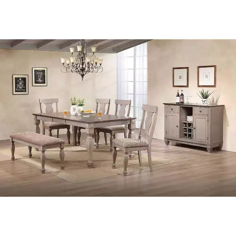 Kings Brand Almon, buffet, serveur, armoire de rangement avec tiroirs, étagères et portes, en bois bicolore marron, porte-bouteilles