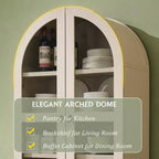 Meuble de rangement haut de 71 po pour garde-manger avec 2 tiroirs et étagères réglables et portes vitrées, armoire de cuisine de style ferme moderne
