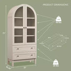 Meuble de rangement haut de 71 po pour garde-manger avec 2 tiroirs et étagères réglables et portes vitrées, armoire de cuisine de style ferme moderne