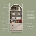 Meuble de rangement haut de 71 po pour garde-manger avec 2 tiroirs et étagères réglables et portes vitrées, armoire de cuisine de style ferme moderne