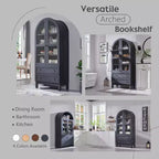 Meuble de rangement haut de 71 po pour garde-manger avec 2 tiroirs et étagères réglables et portes vitrées, armoire de cuisine de style ferme moderne