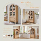 Meuble de rangement haut de 71 po pour garde-manger avec 2 tiroirs et étagères réglables et portes vitrées, armoire de cuisine de style ferme moderne