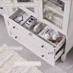 Meuble de rangement haut de 71 po pour garde-manger avec 2 tiroirs et étagères réglables et portes vitrées, armoire de cuisine de style ferme moderne