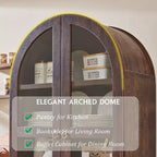 Meuble de rangement haut de 71 po pour garde-manger avec 2 tiroirs et étagères réglables et portes vitrées, armoire de cuisine de style ferme moderne