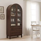 Meuble de rangement haut de 71 po pour garde-manger avec 2 tiroirs et étagères réglables et portes vitrées, armoire de cuisine de style ferme moderne