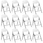 Costway Folding Chairs Set of 4/8/12 HDPE Plastic Chairs with Metal Frame for Home Office