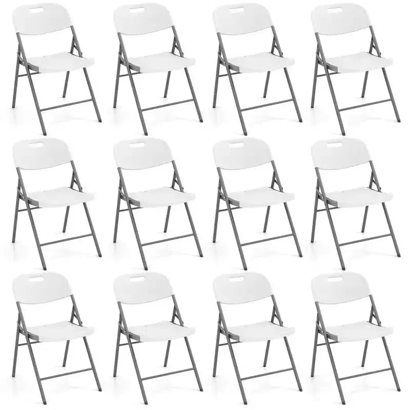 Costway Folding Chairs Set of 4/8/12 HDPE Plastic Chairs with Metal Frame for Home Office
