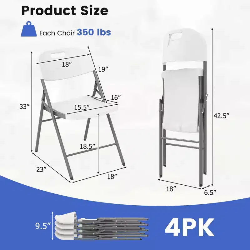 Lot de 4/8/12 chaises pliantes Costway en plastique HDPE avec cadre en métal pour maison ou bureau
