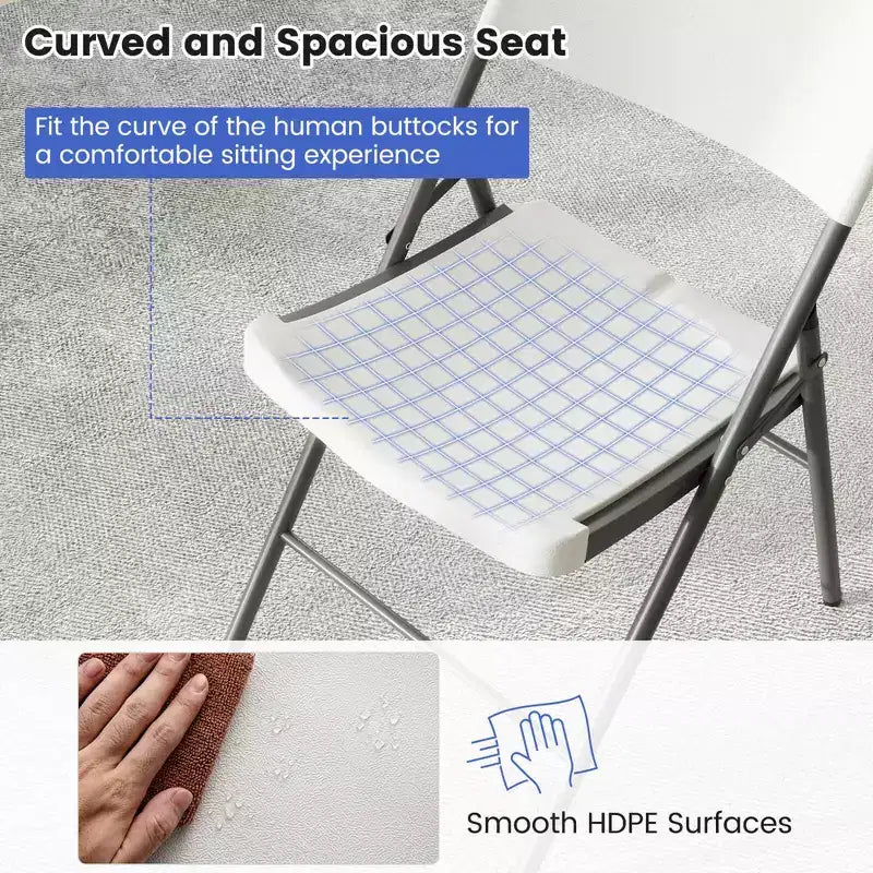 Lot de 4/8/12 chaises pliantes Costway en plastique HDPE avec cadre en métal pour maison ou bureau