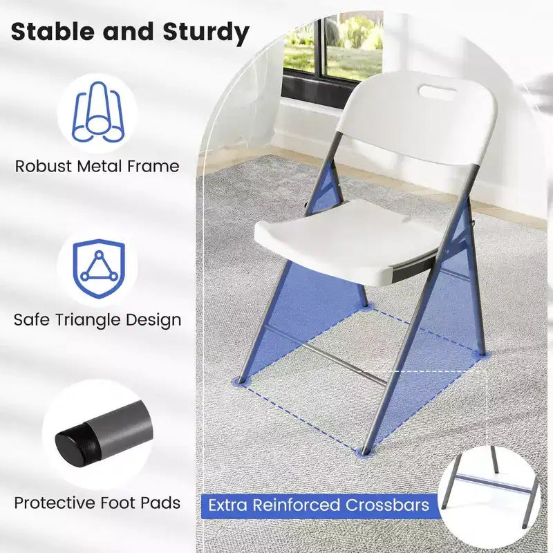 Lot de 4/8/12 chaises pliantes Costway en plastique HDPE avec cadre en métal pour maison ou bureau
