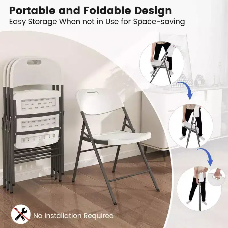 Lot de 4/8/12 chaises pliantes Costway en plastique HDPE avec cadre en métal pour maison ou bureau