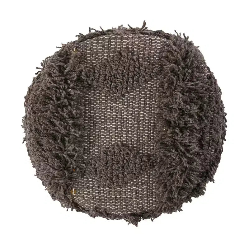 GDFStudio Edene Tabouret bohème artisanal en tissu 40x40 cm avec accents métalliques, marron foncé