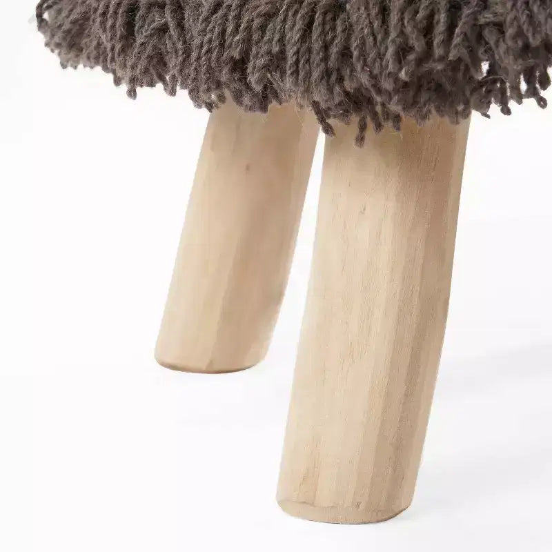 GDFStudio Edene Tabouret bohème artisanal en tissu 40x40 cm avec accents métalliques, marron foncé