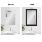 Kit de cadre de miroir de salle de bain Amanti Art Mirror Makeover - Cadre autocollant entièrement assemblé - Miroir NON inclus - Garniture Espresso Meuble