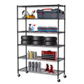 BestMassage 6-Tier Wire Shelving Heavy-Duty Layer Rack Metal Shelf Organizer with Wheels Ideal
